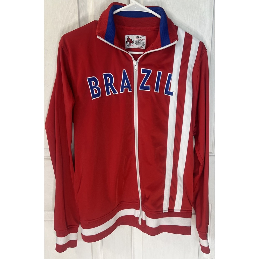BIG HARE Track N Field Brazil Full ZIP Jacket Jogging Large Red Size Small
